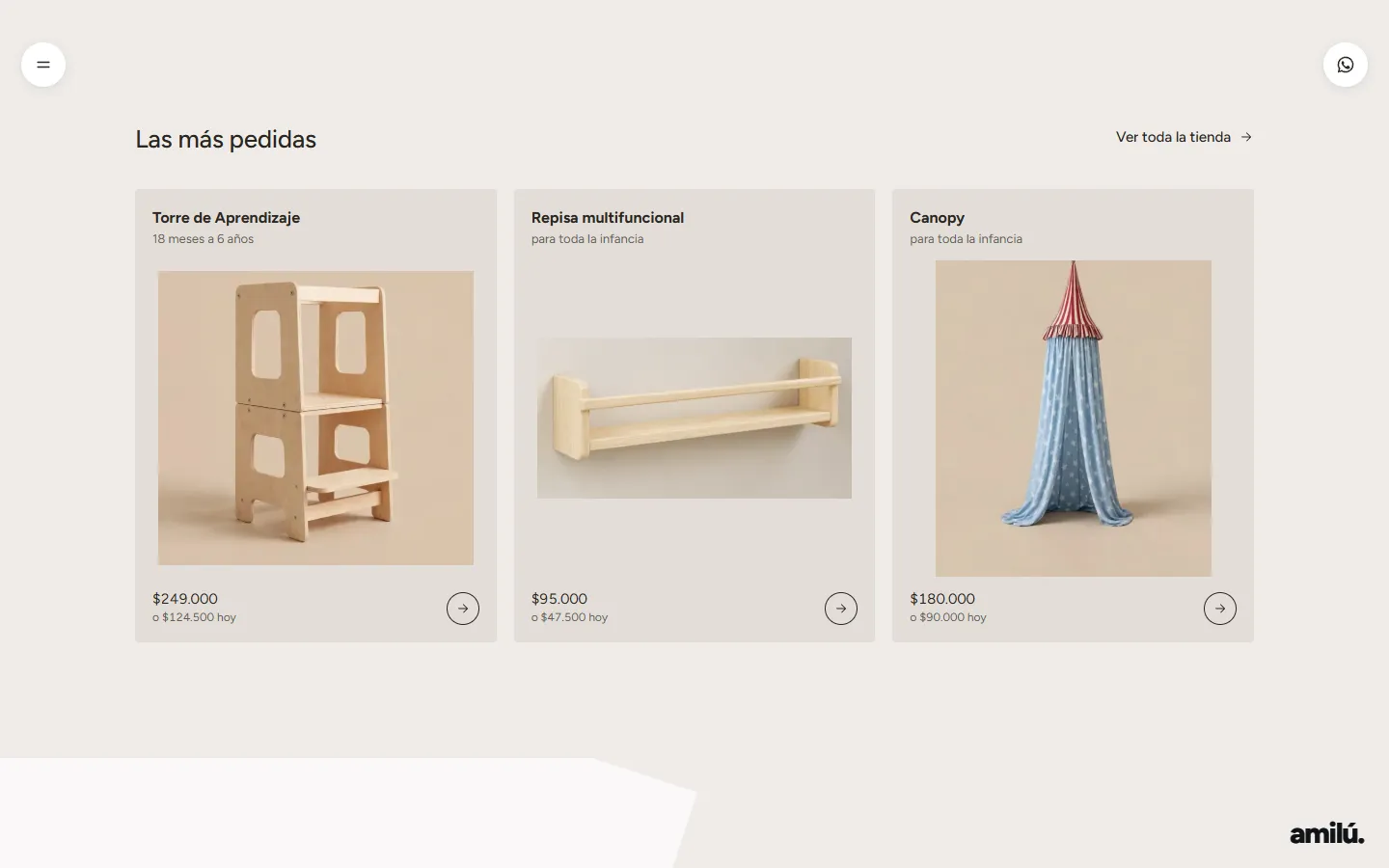 Amilú: productos más pedidos de la tienda